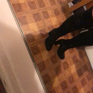 Over the knee black suede boots